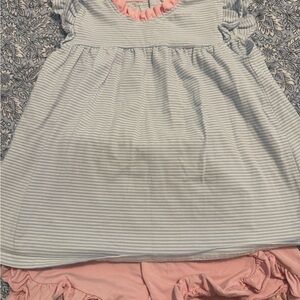 Stitchy Fish Striped Pink and White Kids Dress